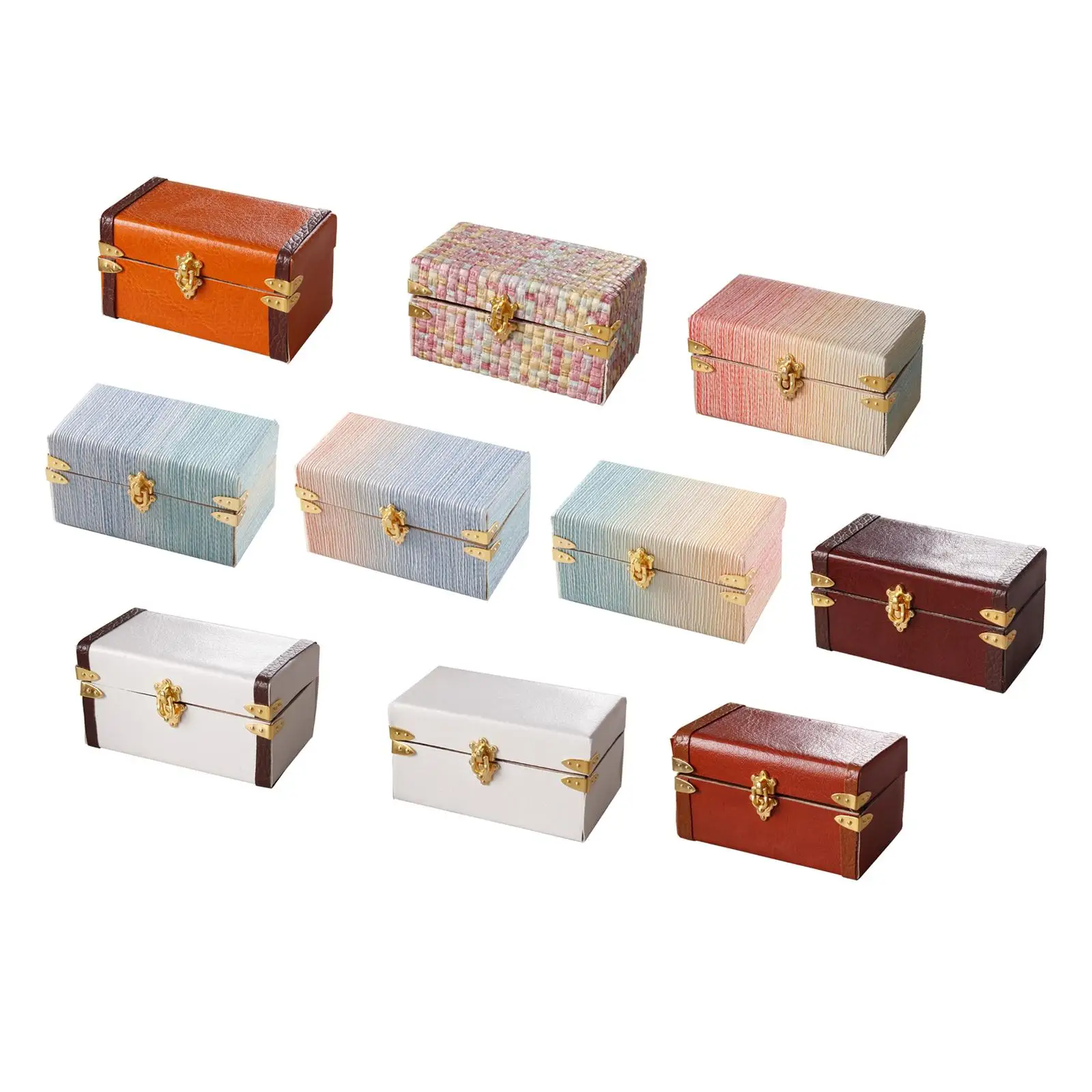 

1:12 Dollhouse Suitcase Micro Landscape Luggage Box Mini Treasure Chest Wooden Furniture for Home Living Room Bedroom Decor