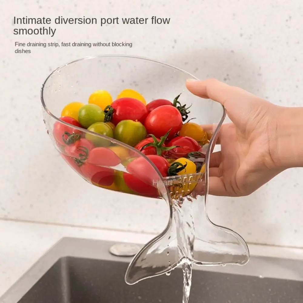 

Fruit Plate Multifunctional Drainage Basket Whale Tail Handles Kitchen Tools Vegetable Basin Vegetable Basket Draining Bowl