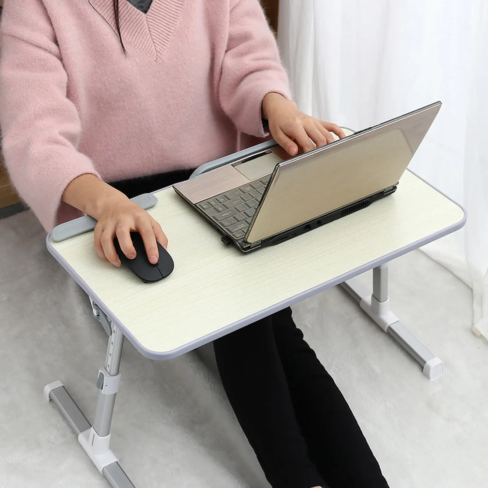 Mesa de Computador Compacta e Ajustável para Dormitório e Estudo em Casa, Mesa Leve para Laptop com Estrutura Estável
