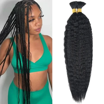 Kinky Straight Bulk Human Hair 100g No Weft Human Hair Bundles Micro Human Braiding Hair for Braids Human Braiding Hair HairUGo 1