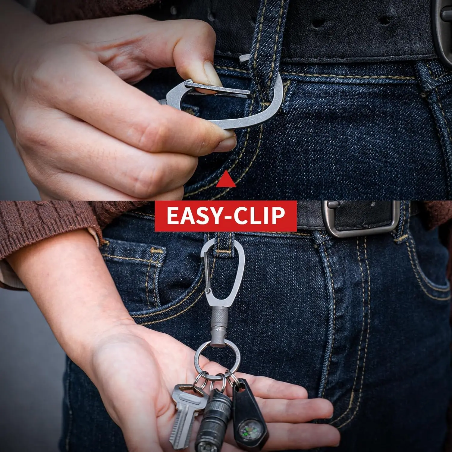 TISUR Titanium Quick Release Rotatable Keychain with Detachable Rings