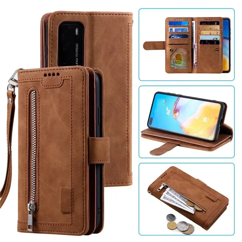 Leather Zipper Wallet Flip Case