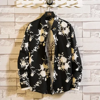 Casual Floral Print Long Sleeve Collared Shirt Men's Large Size Holiday Wear Multi-Color Leisure Fashion Autumn Season