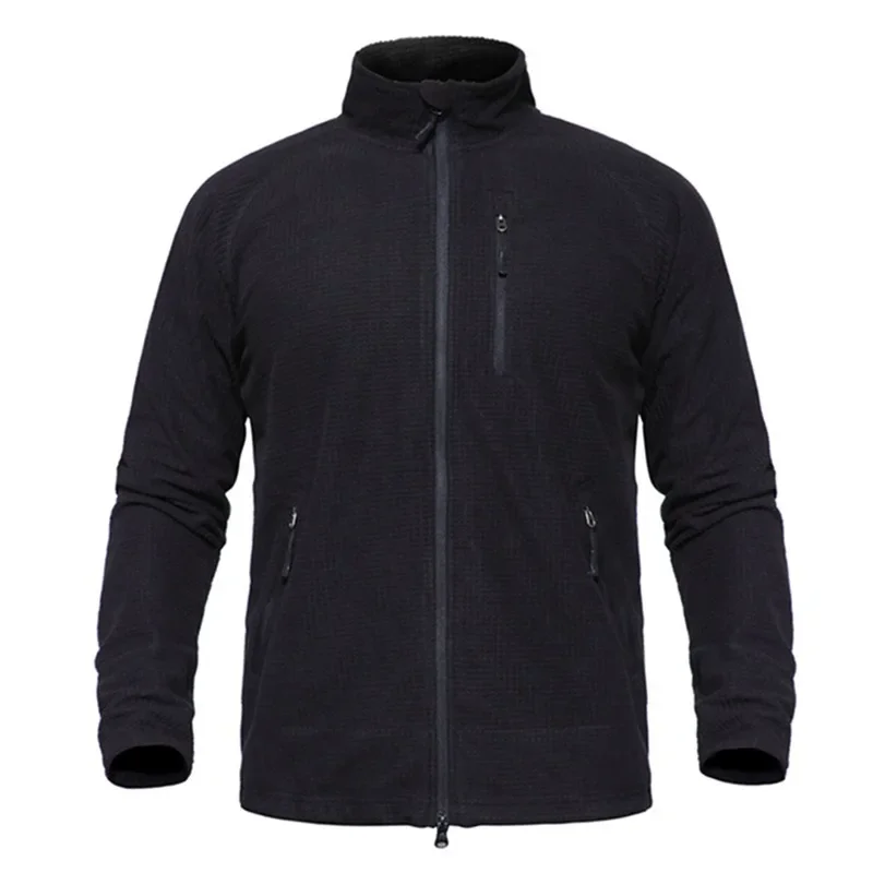 Autumn and Winter New Fleece Warm L3 Tactical Men's Jacket Solid Color Casual Loose Multi Pocket Zippered Outdoor Sports Coat