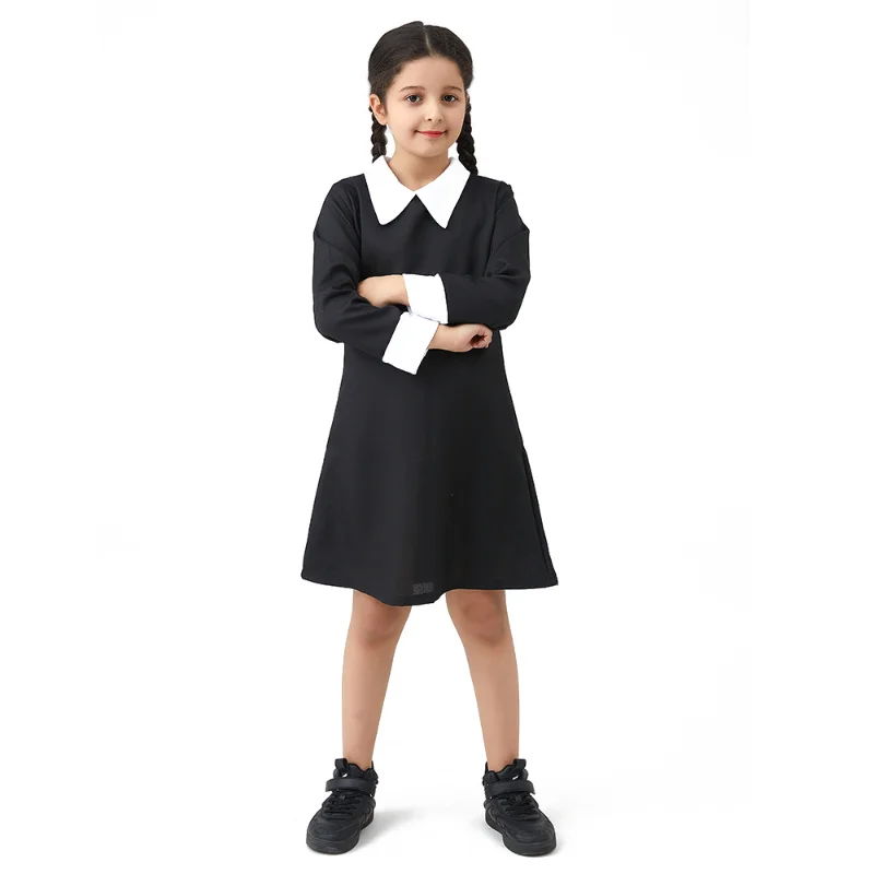 

Girls Summer dress Wednesday Addams Cosplay Costume School Dress Vestidos The Addams Family Kids Party Dresses Carnival Clothes