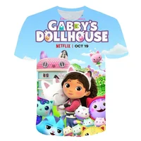 2023 Summer Kawaii Cute Gabbys DollHouse T Shirt Kids 3D Colorful Print Tshirt Girls Short Sleeve T-shirt Ladies Raper Style Top 1