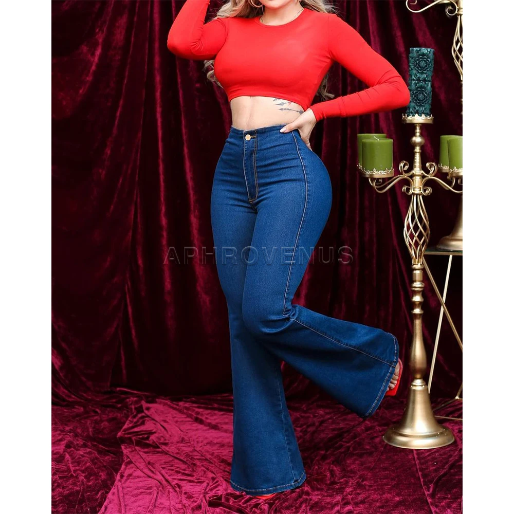 Women High Waist Stretch Slim Jeans Lady Y2K Flare Bell Bottom Denim Pants Girls Streetwear Tight Casual Skinny Quality Trousers 2023 high waist xshape sexy hip lift perfect figure tight jeans for women spicy girl trendy office party lady denim pants