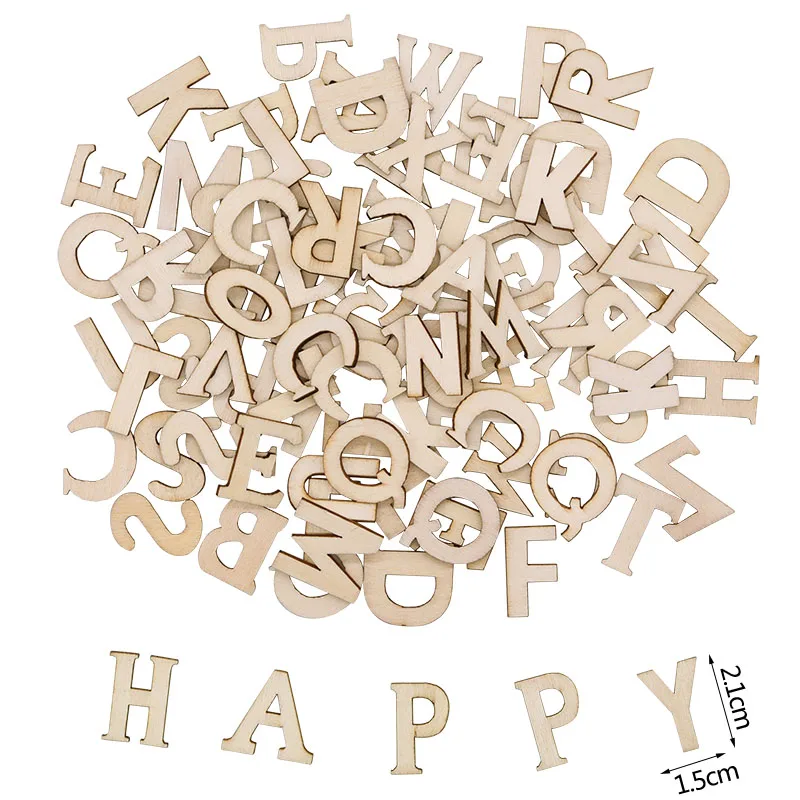 100pcs 20mm Small Wooden Letters for Crafts, DIY Wooden Alphabet
