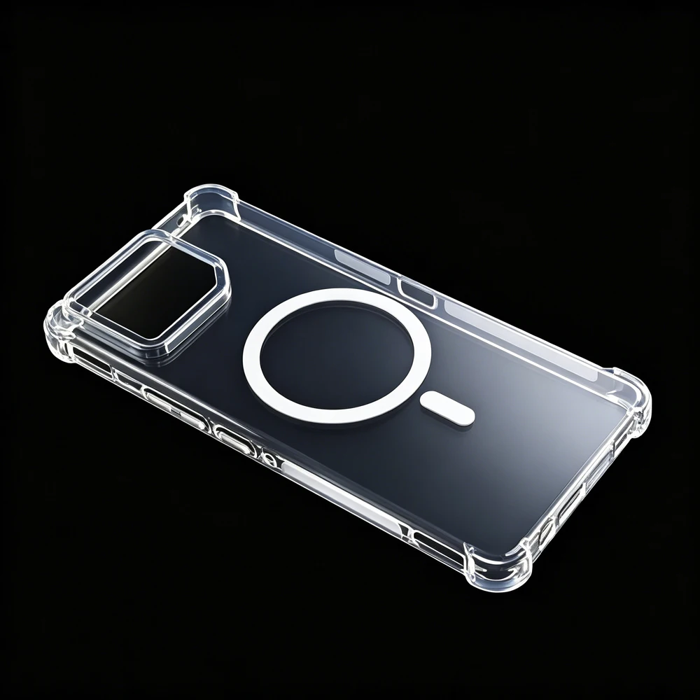 Transparent Shockproof Magnetic Phone Case - Clear TPU Protective Cover
