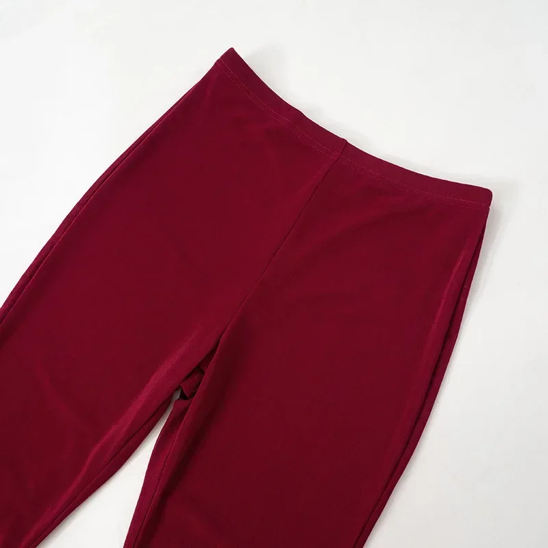 2025 Spring Women See Through Mesh Flare Pants Fashion Sexy High Waist Stretch Boot Cut Trousers Club Party Streetwear Bottoms 4