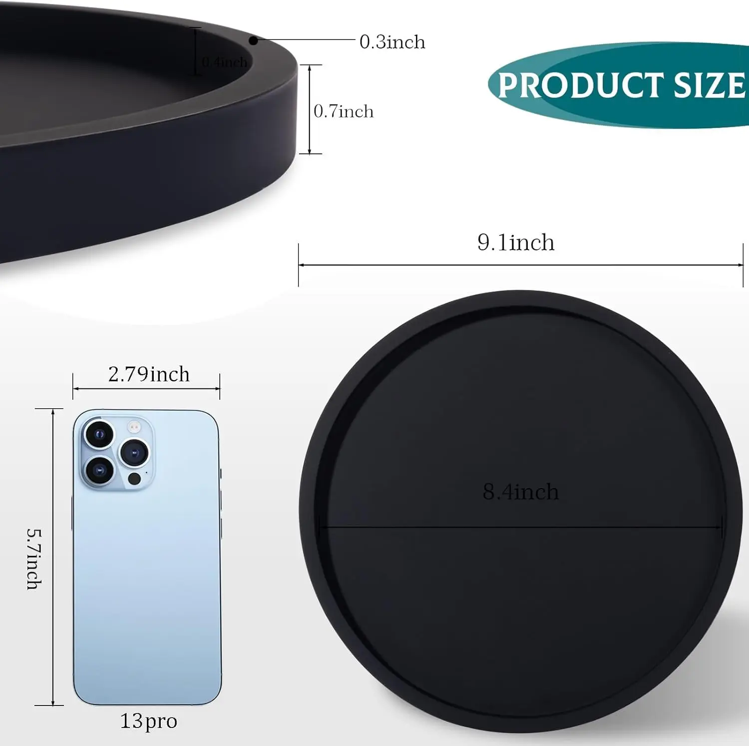 Elegant Silicone Vanity Tray - Decorative Organizer for Bathroom, Kitchen, or Coffee Table Decor