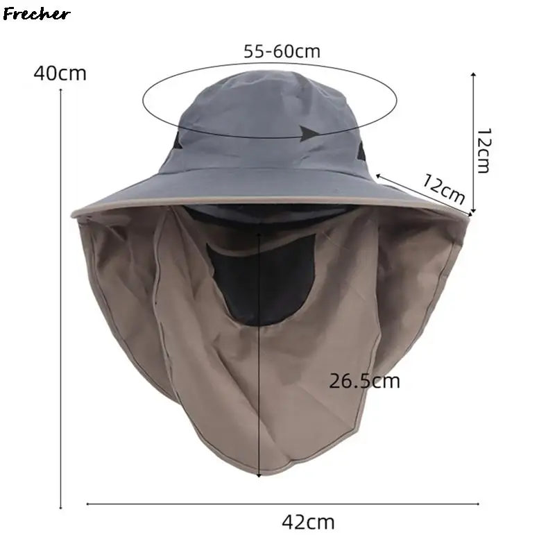 face cover wide brim hat with neck cover