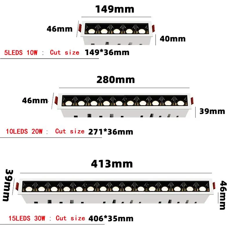 LED recessed downlight dimmable 10w 20w 30w spotlight line light strip linear strip corridor light commercial lighting kitchen ceiling light fixtures