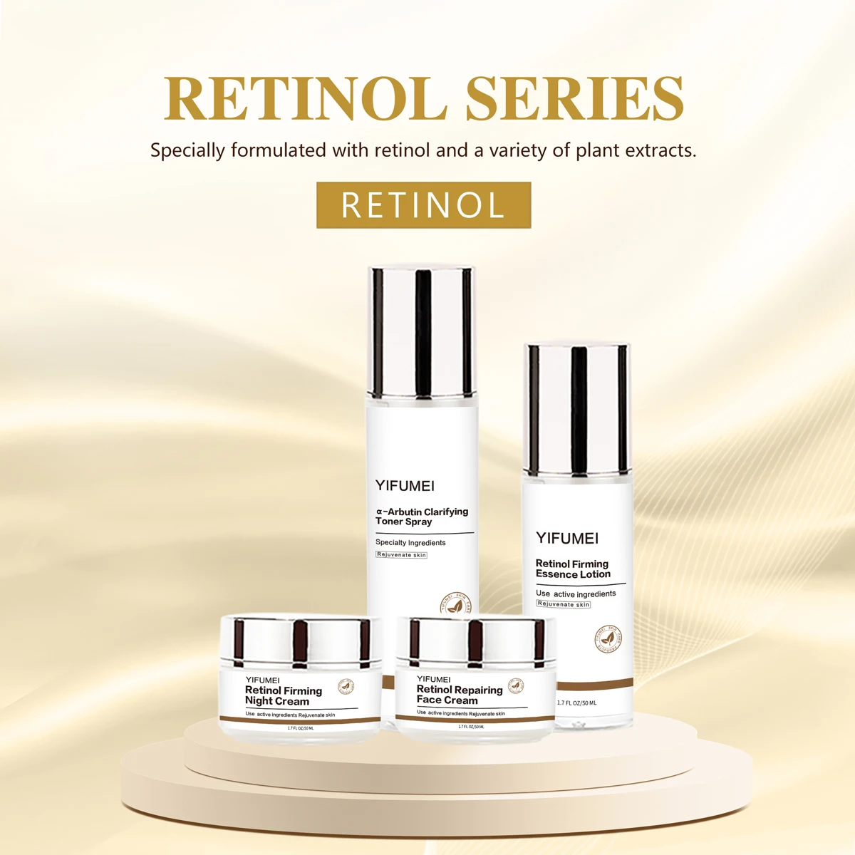 Retinol Collagen Face Lift Sets Skincare Products Toner+Lotion+Facial Day+Night Cream Ordinary Anti-Aging Facial Kit Pack 4pcs