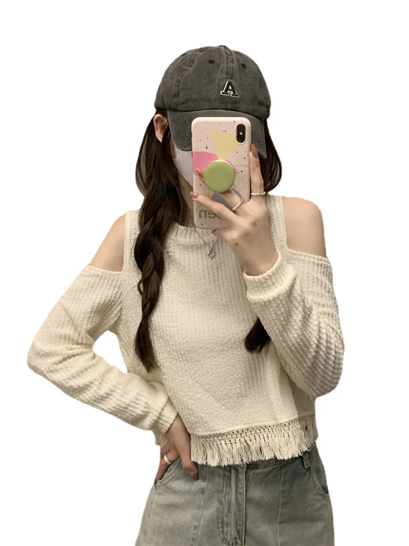 Cropped Knitted Sweater Tops for Women Spring Autumn