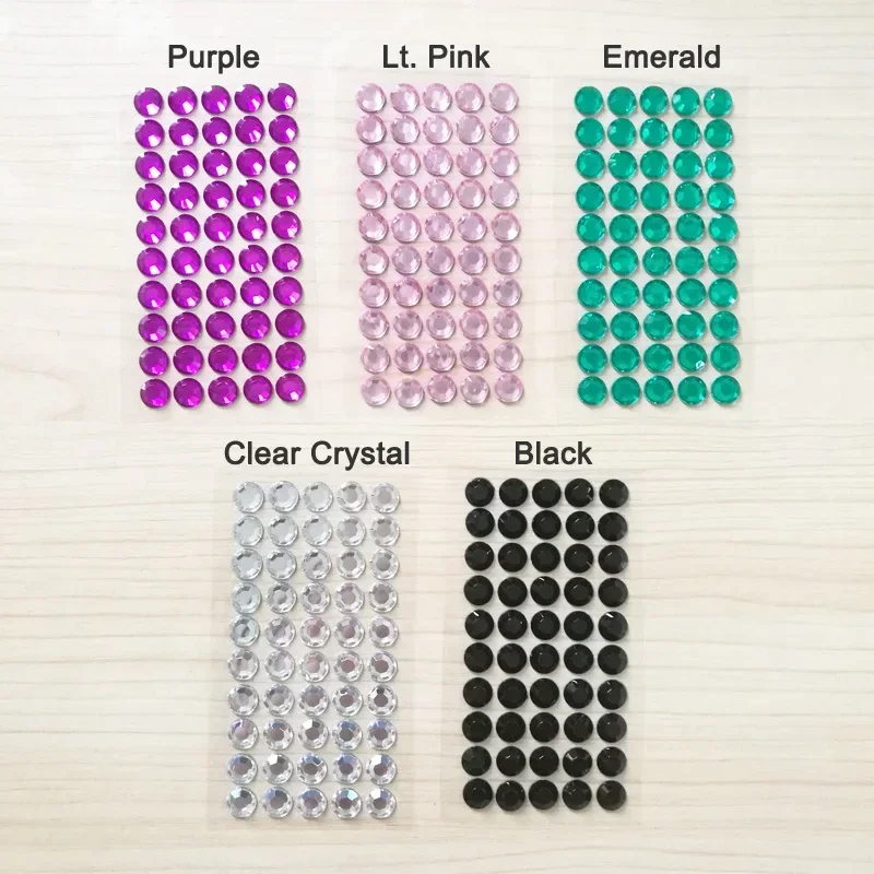 Self Adhesive Rhinestone Sticker 50pcs Round 10mm Gems/Stick On Diamante Crystals for Card Making/Crafts/Wedding #437509