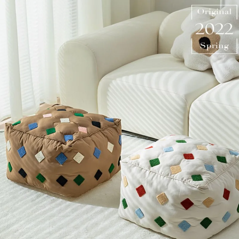 Furniture Short Stool Home Creative Futon Small Stool for Living Room Sofa Square Leisure Tatami Sitting Cushion