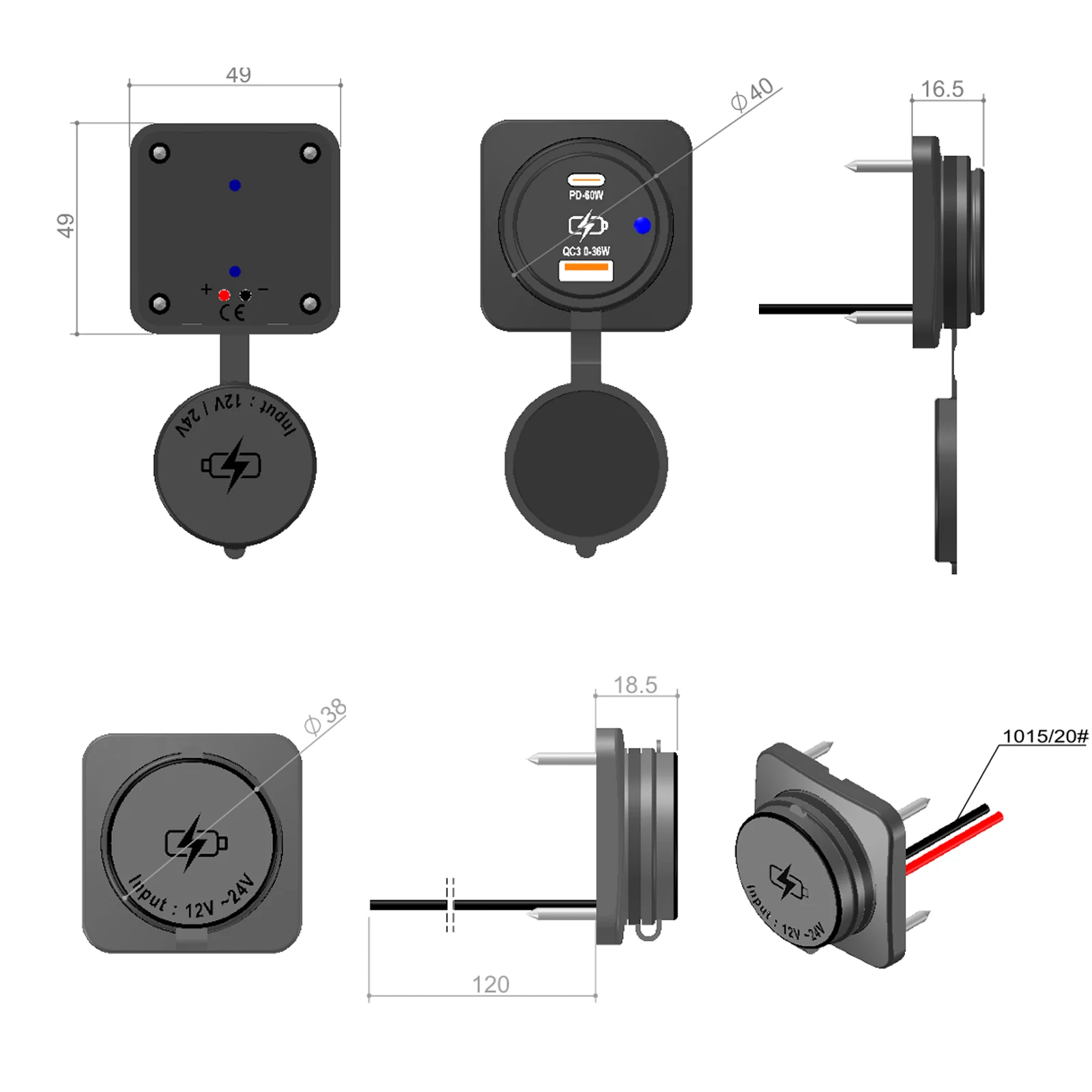 High-Power Dual USB Quick Charger with LED Indicator & Rocker Switch