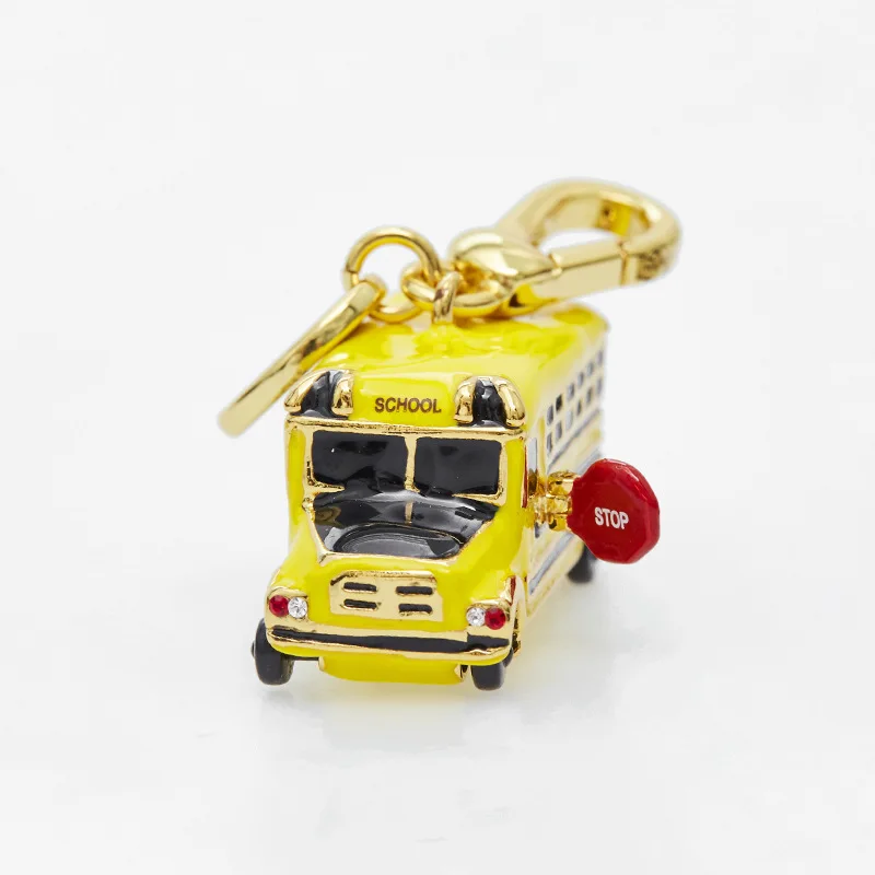 Pendentif de voiture en émail coloré pour hommes et femmes, porte-clés de bus scolaire, pendentif de sac, cadeau de bijoux, jaune glaçure