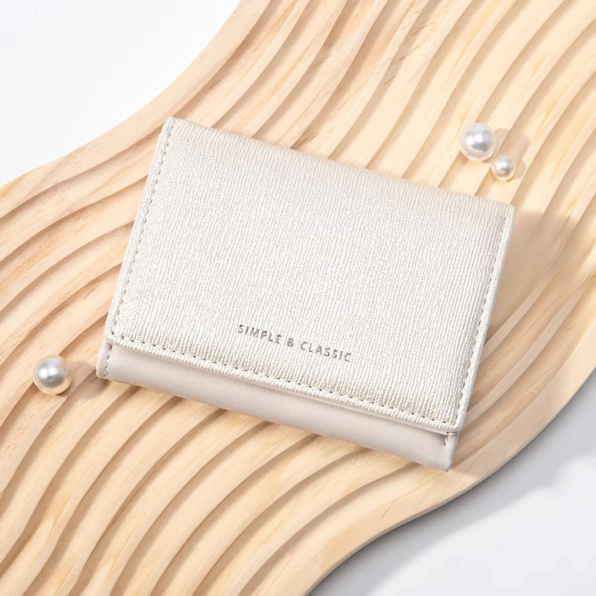 Minimalist Women's Card Bag Pearl Shining PU Wallet Fashion Gold and Silver Short Zero Wallet 4