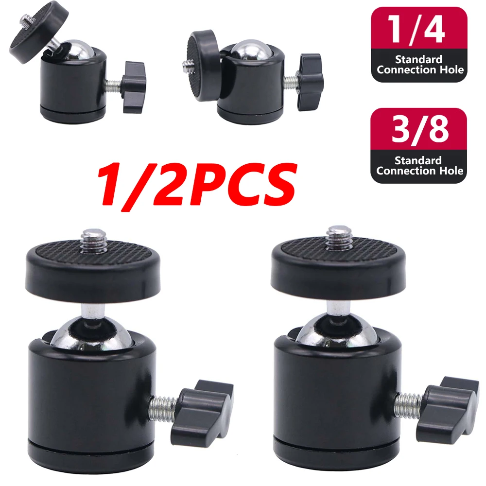 1/2pcs Mini Tripod Ball Head 1/4 & 3/8 Hot Shoe Adapter Cradle for DSLR Camera 360 Rotatable Camera Tripod Bracket Holder Mount