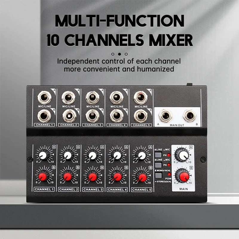 

10 Channel Mixing Console Digital Audio Mixer For Recording DJ Live Broadcast Karaoke Microphone Controller