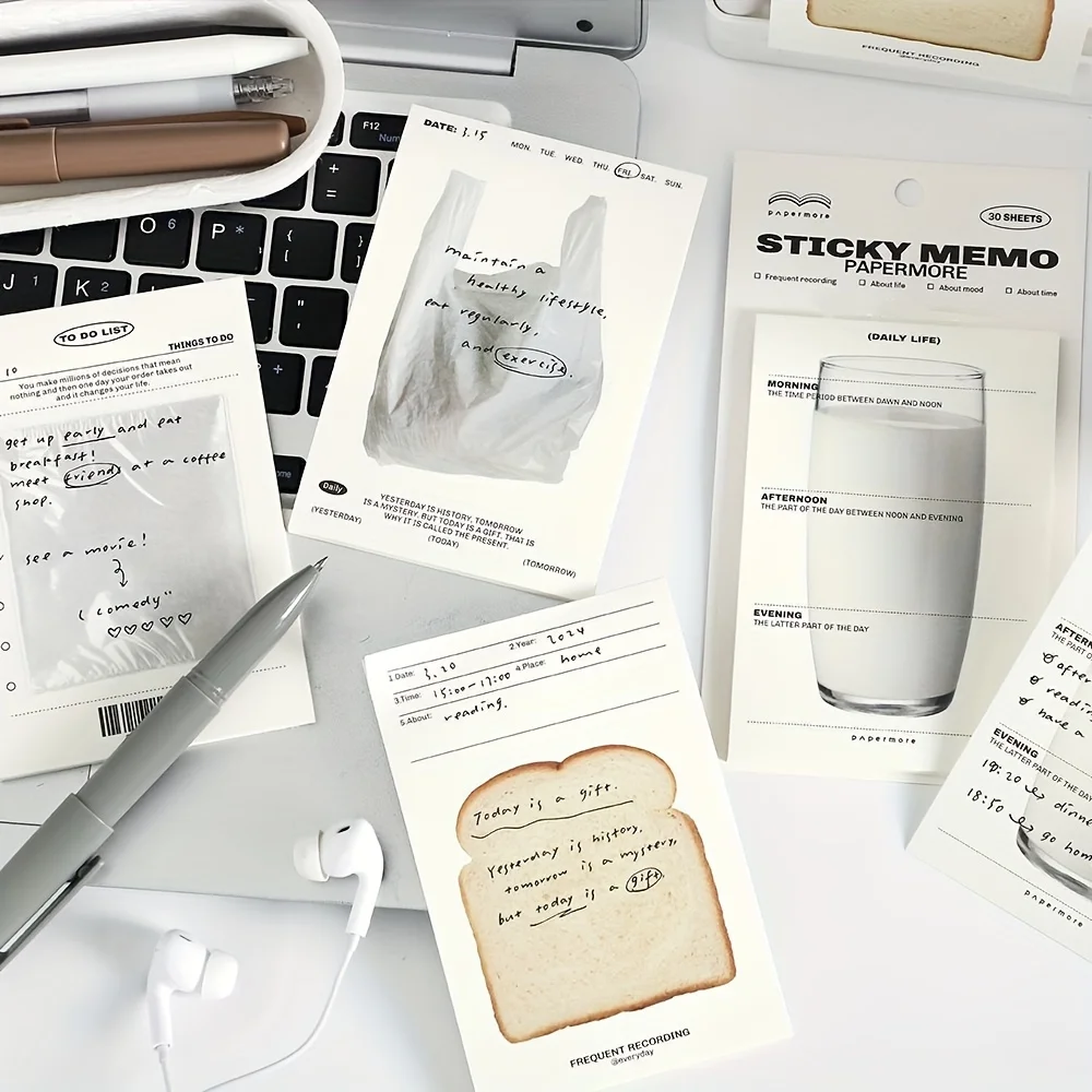 Today's Happy Moments Sticky Notes: Simple Breakfast Theme, Student Memo & Journal Stickers