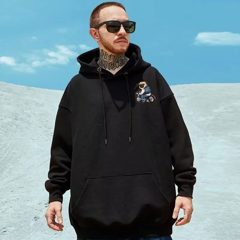 Hooded Sweater Men's Trendy Brand Large Size M-8XL Men's Autumn And Winter Style Plush And Thick Fat Hip-hop Pullover Jacket