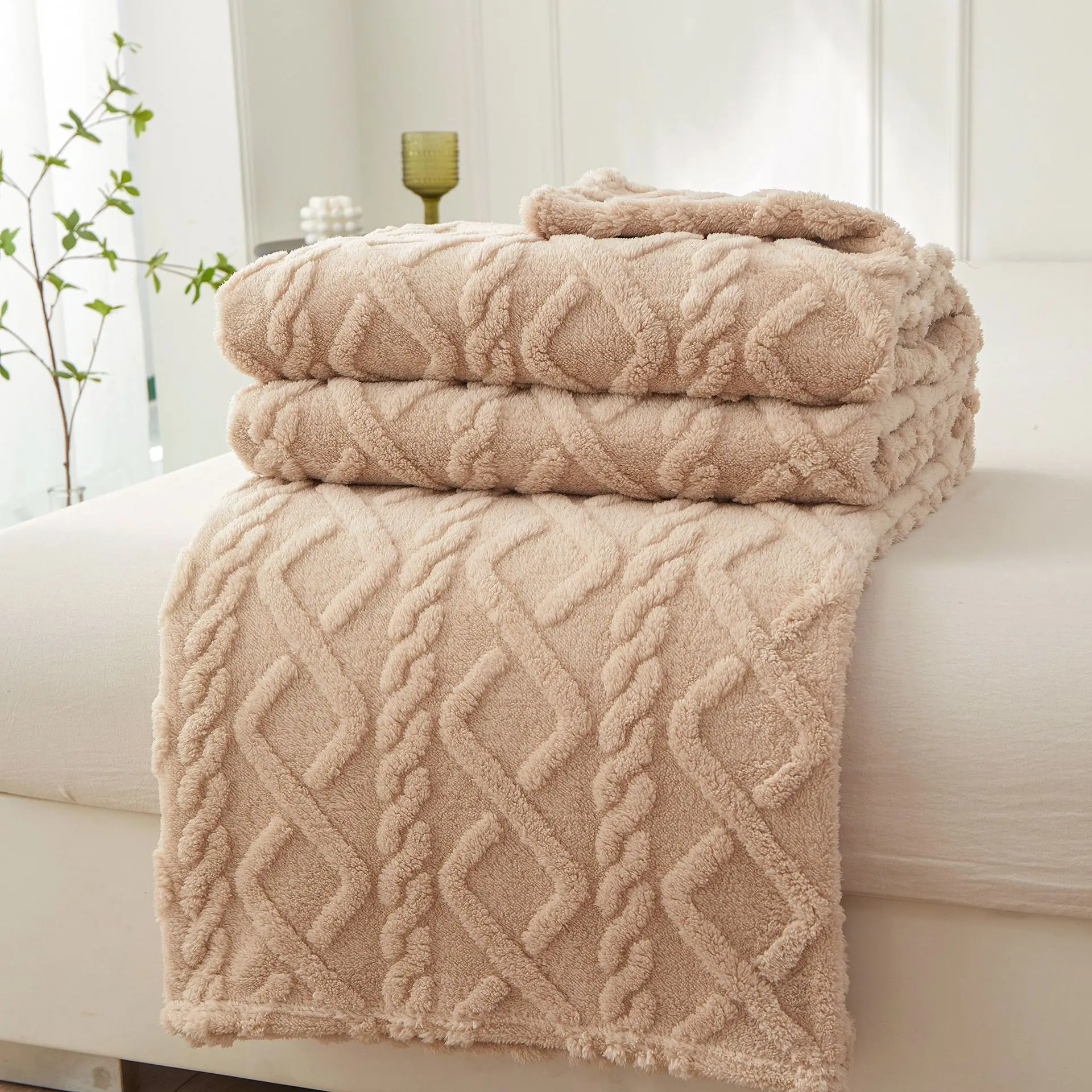 Coperta Pile Sherpa Natalizia Arcobaleno - Morbida Plaid 100% Microfibra Per Divano E Letto, Tema Festivo - 5