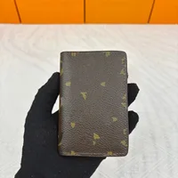 Classic Floral Short Wallet Card Holder High Quality Genuine Leather Men's Women's Universal Double Layer Leather Bifold