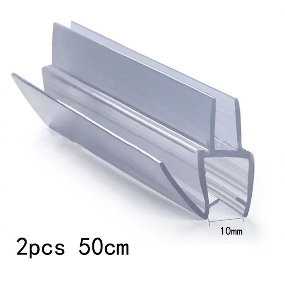2pcs Shower Seal Transparent Rubber Shower Replacement Seal Assembly Instruction Water Deflector Profiles Bathroom Clean
