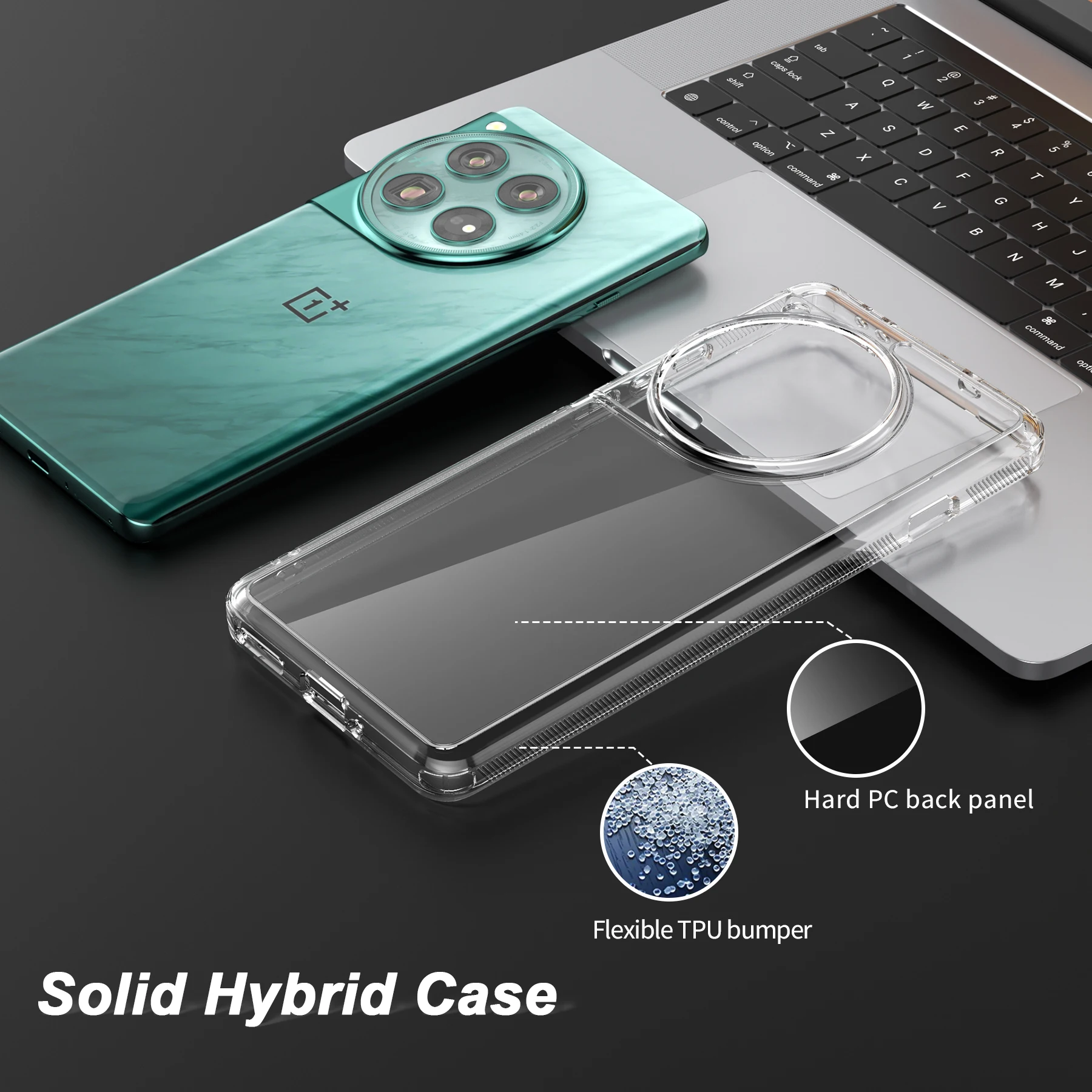 Feitenn for OnePlus 12 Case Slim Fit Clear Hard PC Back & Soft TPU Bumper Protective Shockproof Cover Anti-slip and anti-fall