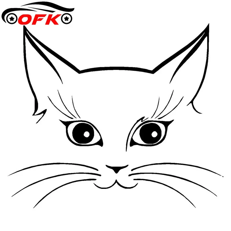

OFK Cute Cat Face Vinyl Sticker Car Styling Window Glass Decorative Stickers Accessories Black/Silver 14*12CM