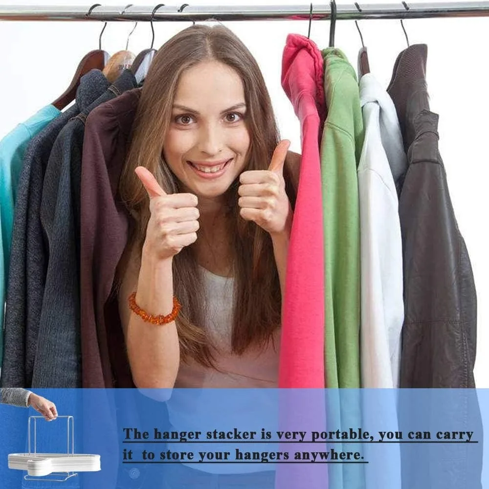 Hanger Stacker Clothes Hanger Organizer Rack Sturdy Stainless Steel Clothes Caddy Storage Holder Stacker for Closet & Room Tidie
