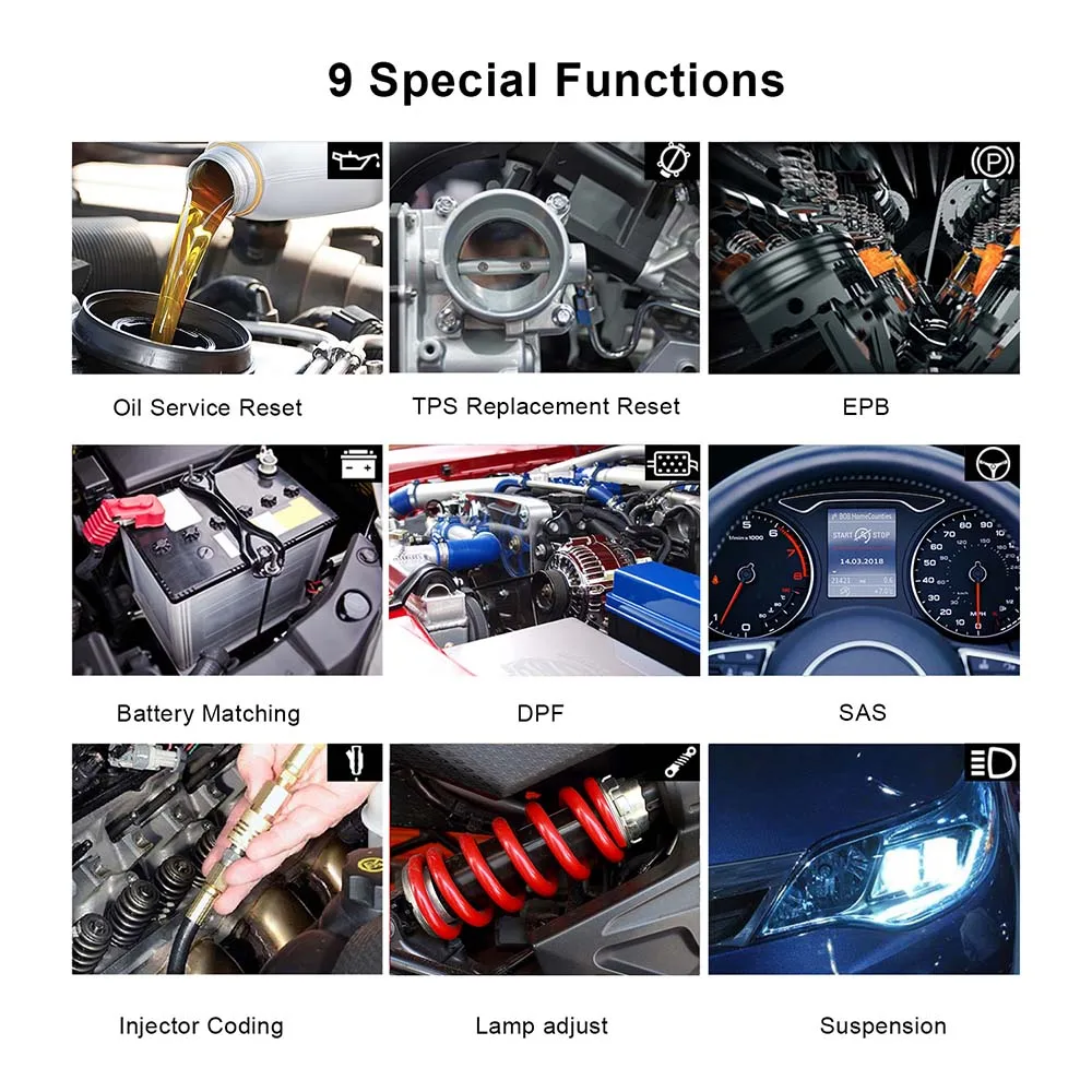 Car Scanner KONNWEI KW450 Full Systems Scanner Car OBD2 Diagnostic Tool for VAG COM VW Audi ABS Airbag Oil ABS EPB SRS TPMS Reset Scanner