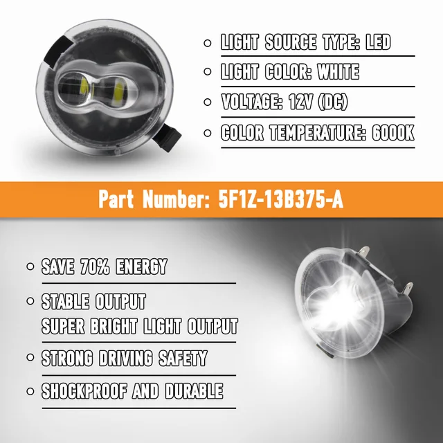 2 قطعة LED الجانب مرآة البركة ضوء مصباح الجمعية لفورد F150 الحارس حافة الانصهار اكسبلورير إكسبيديشن فليكس الثور X ، 6000K الأبيض