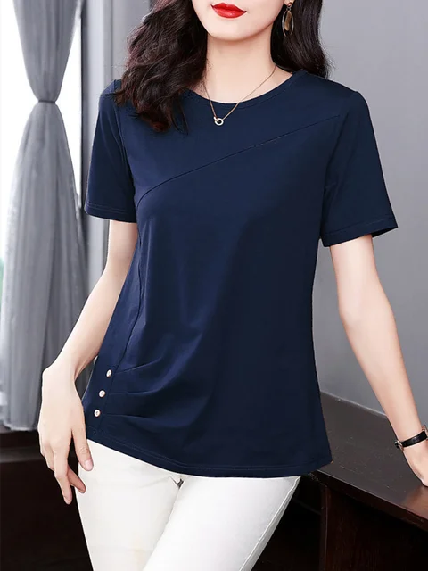 Blusa feminina de algodão para a primavera verão 5XL
