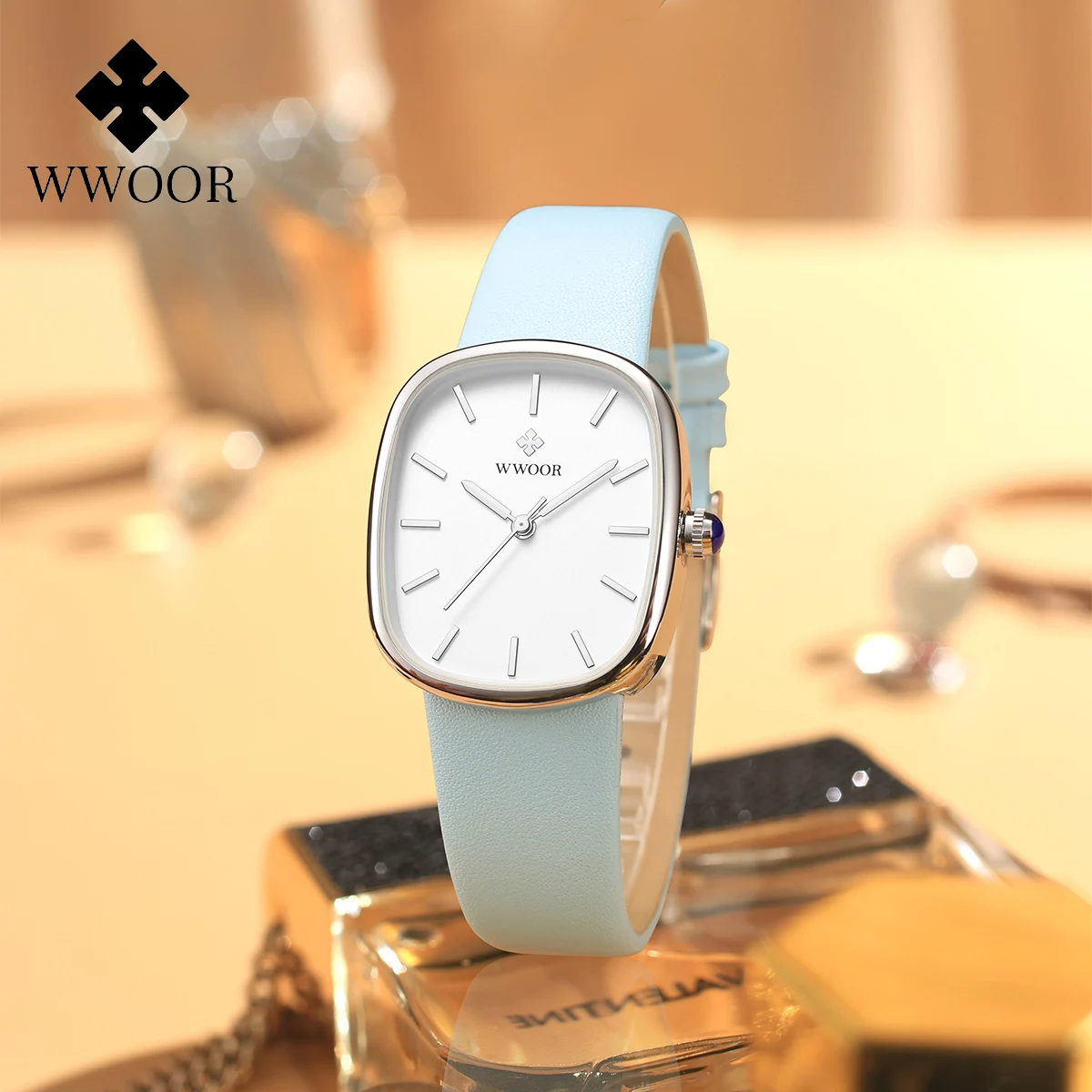 

WWOOR Elegant Woman Watch Top Brand Luxury Waterproof Ladies Wrist Watch Fashion Leather Quartz Wristwatch Gift Relogio Feminino