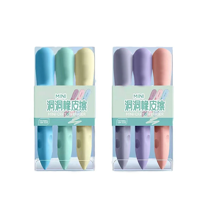 초등학생용 3개입/박스 홀 지우개, 잔여물 없음, 부스러기 없음, 깨끗한 지우개 펜, 이미지 스킨 오버사이즈 아트 포즈