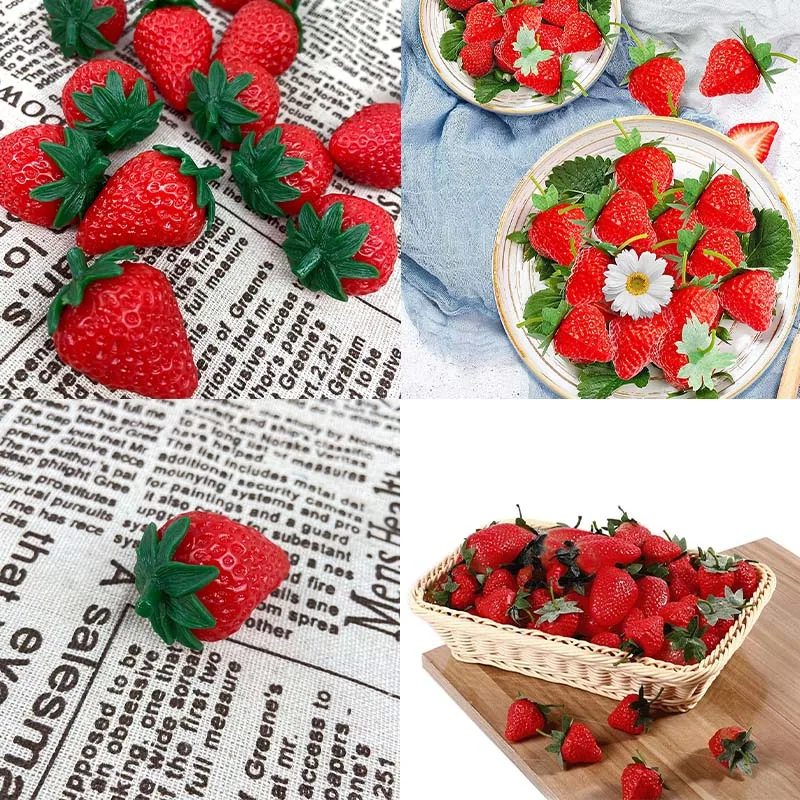20pcs Artificial Fruit Fake Strawberry Plastic Simulation Strawberry Ornament Craft Photography props Christmas Home Decor artificial fruits and vegetables