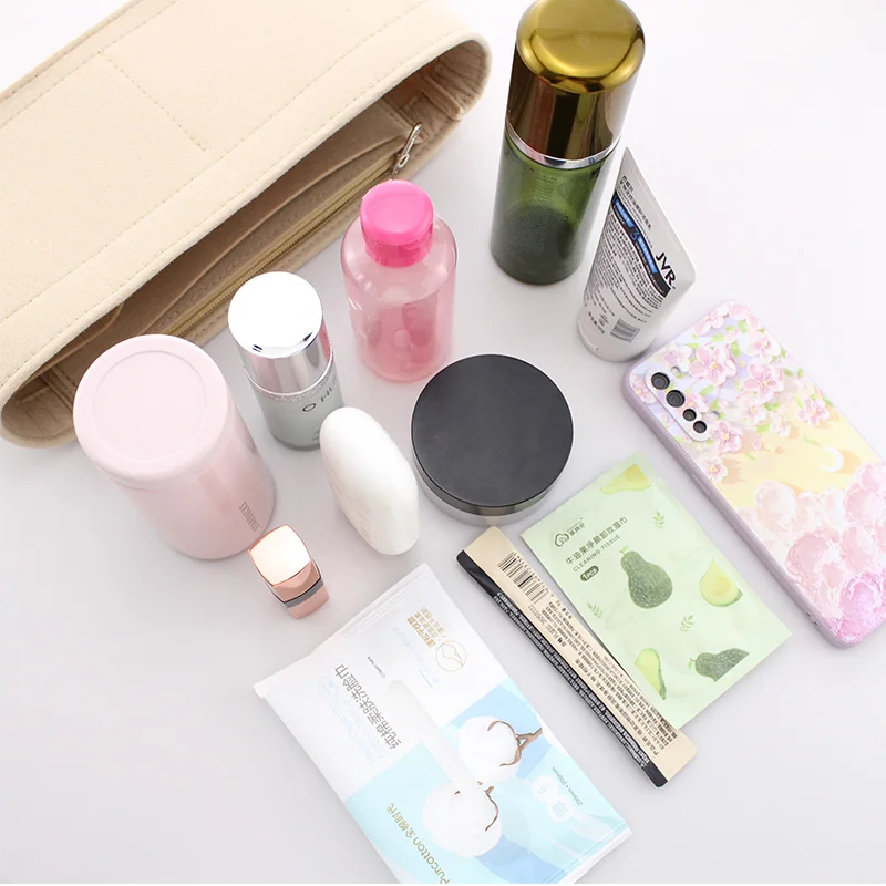 Organizer Inserts Fits For HERBAG Felt Cloth Bag Liner Hangbag Travel Storage Bags Makeup Cosmetic Bag Tote Storage Base Shaper 5