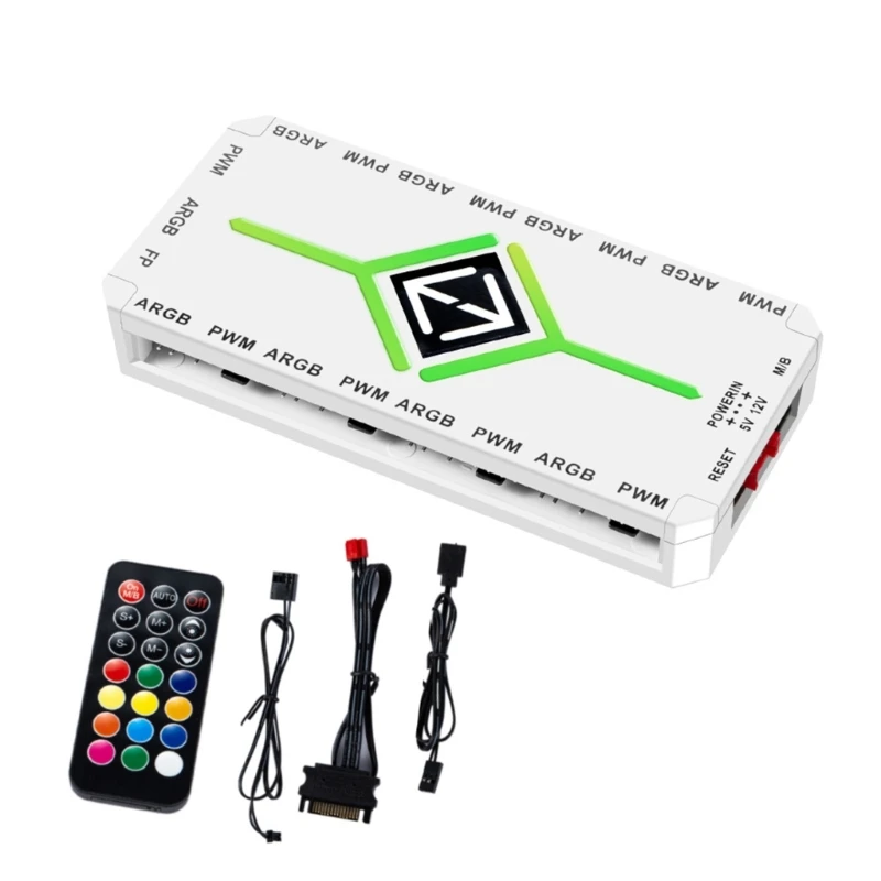 

9 Way 5V3Pin ARGB Lighting Fan PWM Fan Temperature Control Support Remote Contol