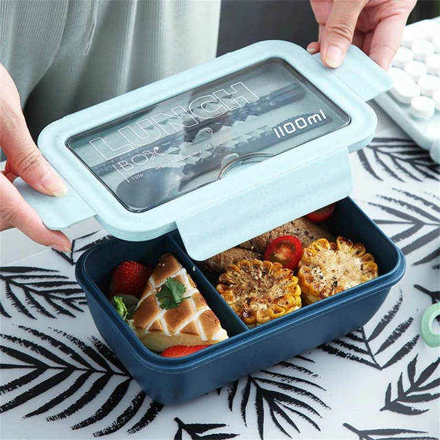 Microwave Portable Lunch Box Healthy Wheat Straw Compartment Non-toxic Food  Container Kids Adult Independent Lunch