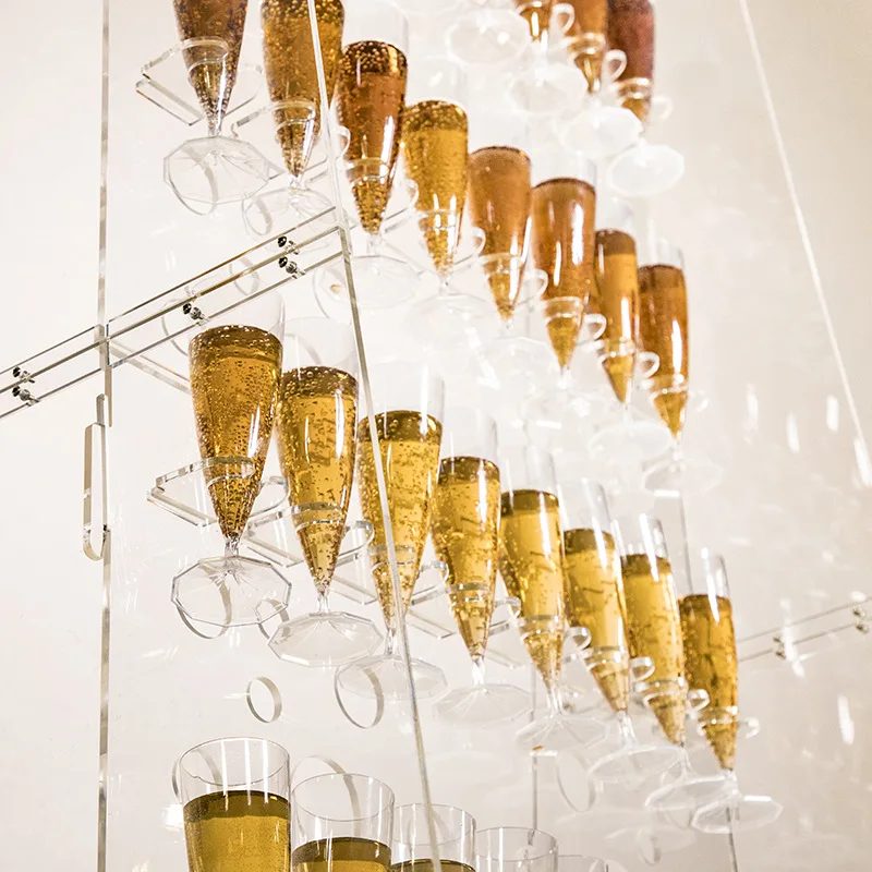 40 Cup Holder Wedding Celebration Party Acrylic Champagne Wall Storage Shelf Wine Drinks Stand Drinking Cup Sparkling Wine Rack