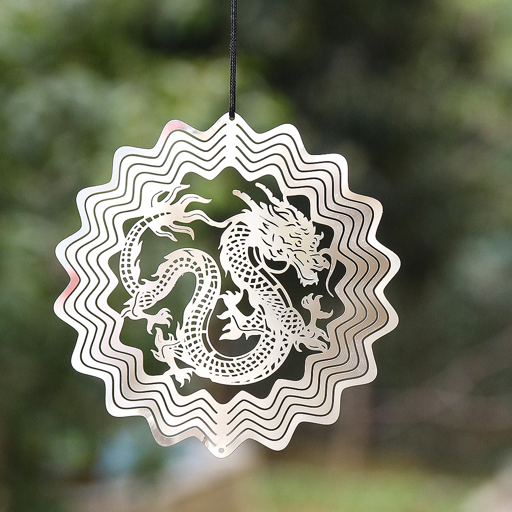 Dragon Sublimation Wind Spinner Metal Rotating Hanging Decoration Feng Shui Wind Catcher Bird Deterrent Nursery Farmhouse Decor windmill spinner wind spinner catcher