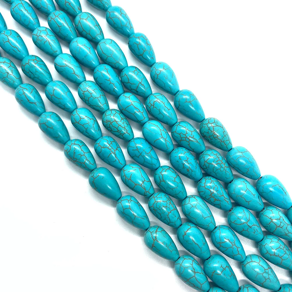 

Natural Stone Drop-shaped Beads Loose Beads Blue Pine Straight Hole Jewelry Making Beads Fashion Charm Necklace Accessories