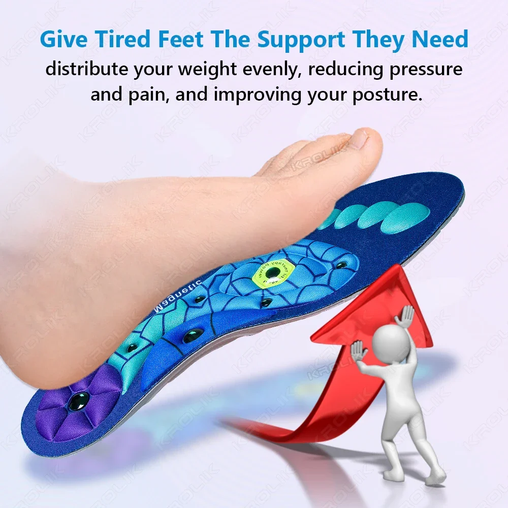 Plantillas magnéticas de soporte para arco de acupresión, masaje para aliviar el dolor en el pie, plantillas adelgazantes magnéticas, mejorar la circulación sanguínea 3