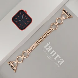 Elegant Women's Slim Stainless Steel Bracelet Watch Band with Metal Strap for 44-45-46-49mm 42mm (Rose Gold)