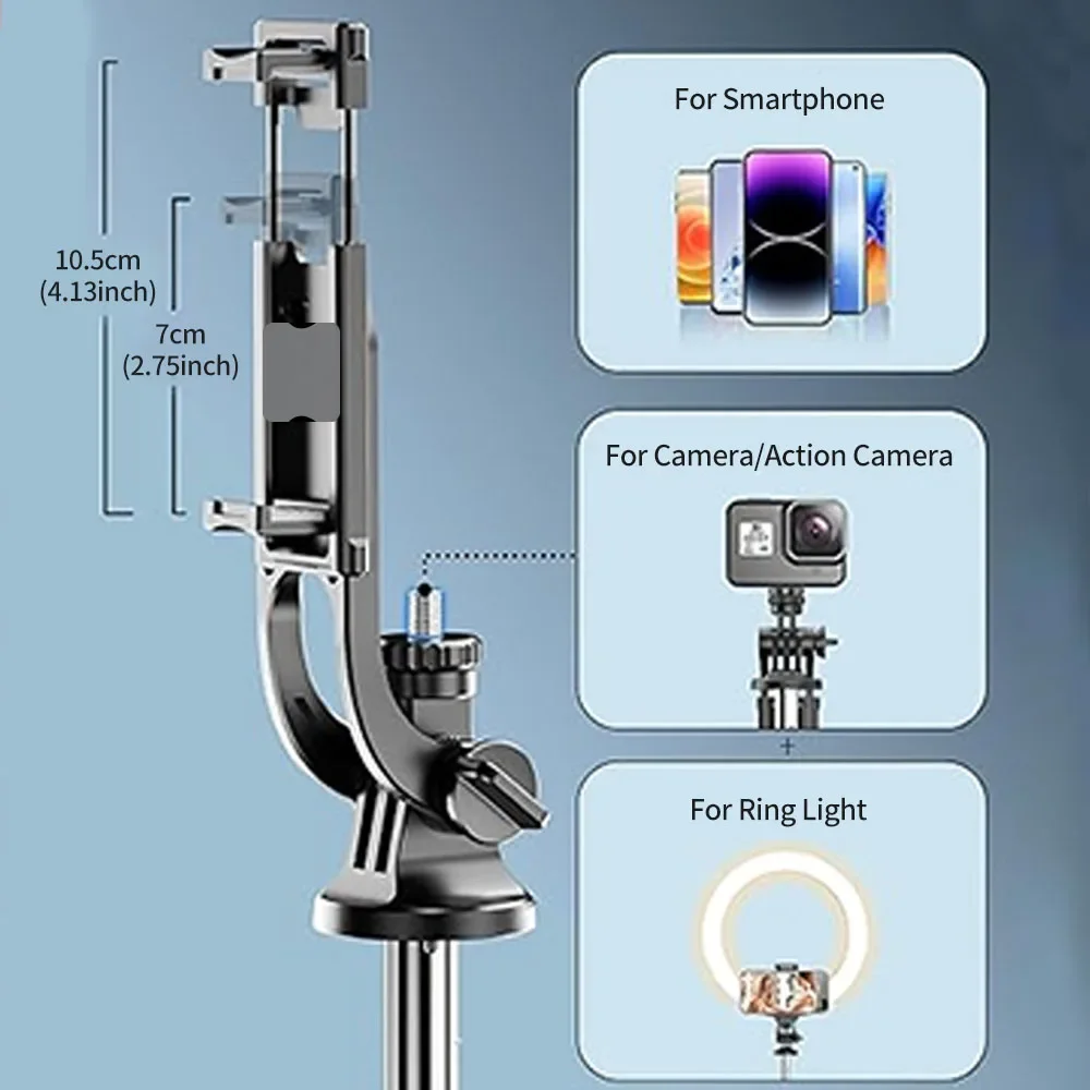 Scalable Multifunctional Outdoor Live streaming Stand Pan Tilt Zoom Compatible with various Smart Camera Devices 1.7m