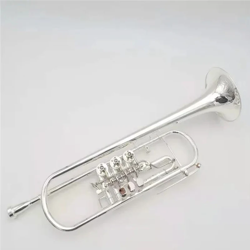 BULUKE BDK-600S Silver plated professional B flat trumpet flat key trumpet with mouthpiece case wind instruments